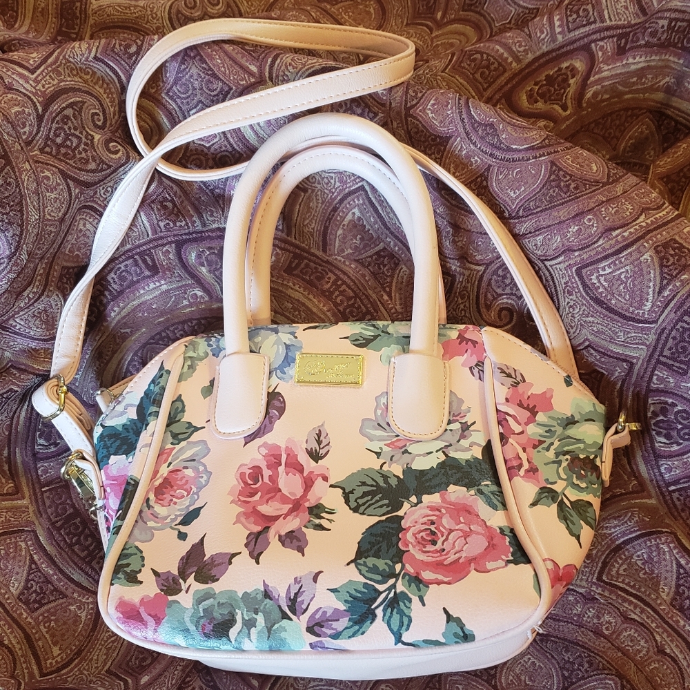 Luv Betsey Johnson Pink Rose Print Shoulder Bag Purse